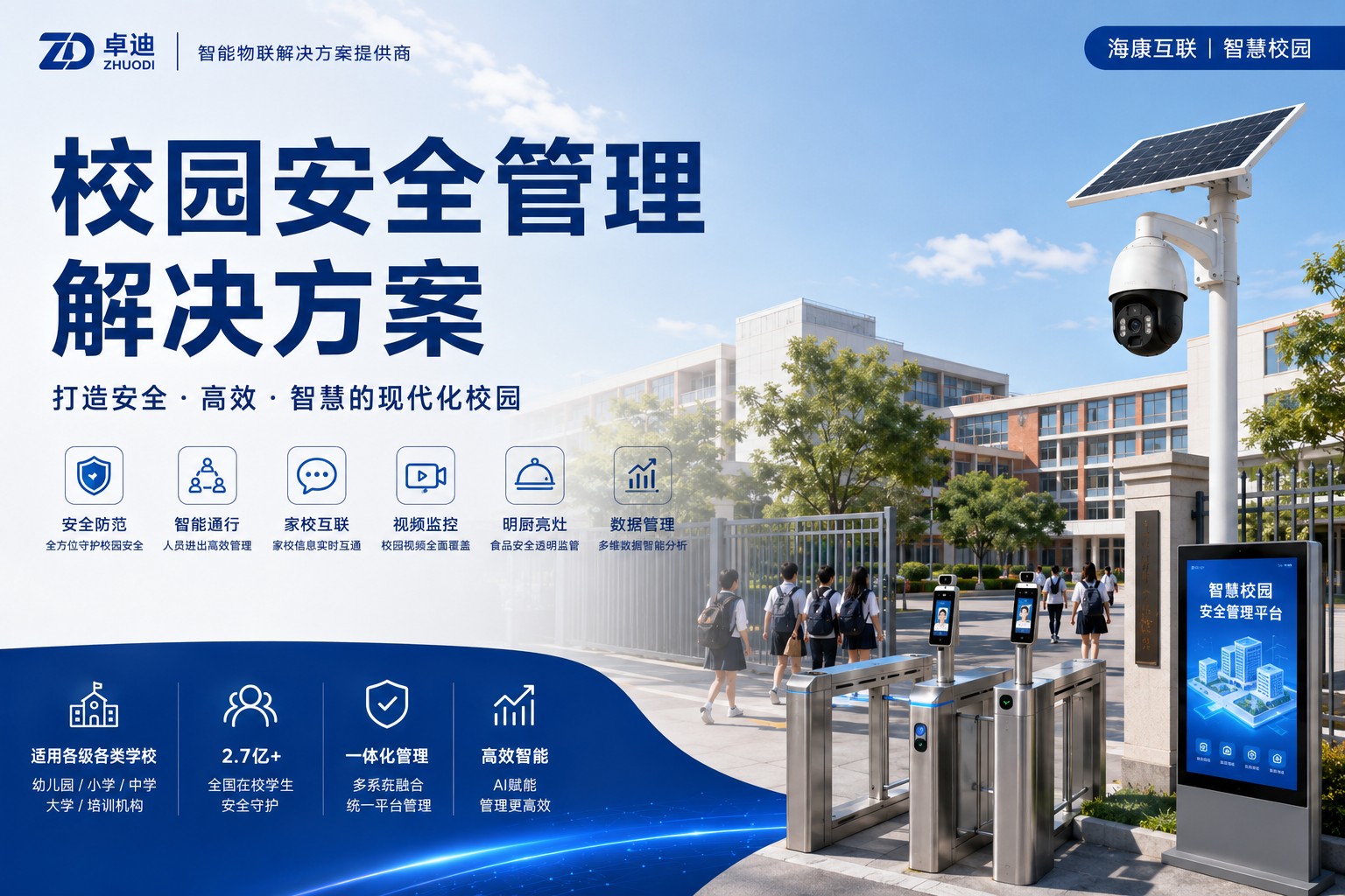 校园安全管理解决方案  --视频监控 + 智能通行 + 家校互联 + 食品安全一体化管理平台
